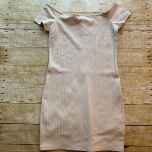 NTW Forever21 Bodycon Off the Shoulder Beige Dress